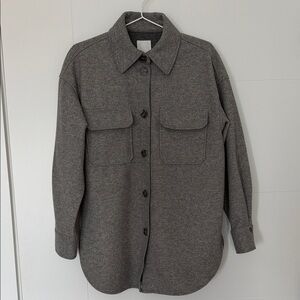 Women's Gray Wool Shirt Jacket